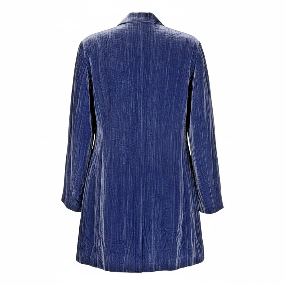 J Jill Navy Velvet 5 Button Up Blazer Large Midnight Blue Velour Tailored Jacket - Picture 6 of 11
